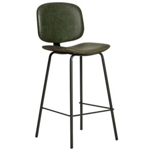 Tmavě zelená koženková barová židle Marckeric Mali 73 cm