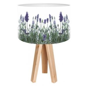 Stolní lampa Lavender + bílý vnitřek + dřevěné nohy