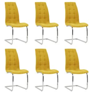 Konzolové jídelní židle 6 ks žluté textil