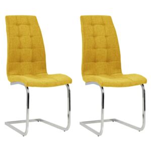 Konzolové jídelní židle 2 ks žluté textil