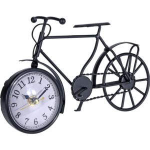 Dekorační hodiny ve tvaru jízdního kola z černého kovu, 23x13x7 cm