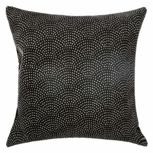 Dekorační polštář černé barvy se vzorem, velikosti 60 x 60 cm, ušitý z bavlny a polyesteru