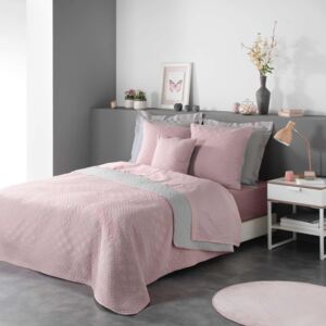 Potah na postel 220 x 240 cm růžová a šedá CHATHA