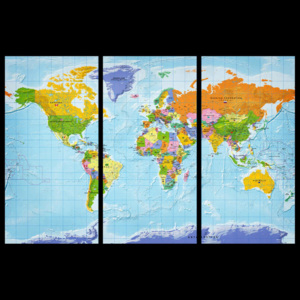 Murando DeLuxe Mapa na korkové tabuli - vlajky zemí 90x60 cm