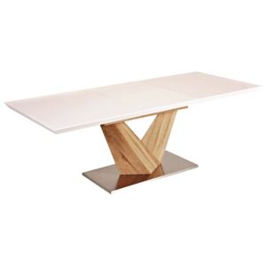 Stůl ALARAS sonoma/bílý deska 140(200)x85, 140-200 x 85 cm, bílá dub sonoma, dřevo