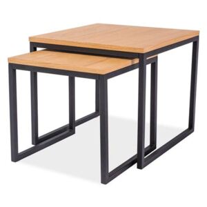 Konferenční stolek LARGO duo dub/černá (sada), 50 x 50 x 45 cm,, černá, dub