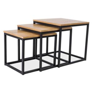 Konferenční stolek TRIO dub/černá (sada), 50 x 50 x 50 cm,, černá, dub