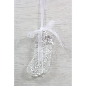 Vánoční ozdoba - plastový MÉĎA v ponožce - průsvitná (v. 11,5 cm)