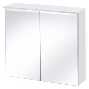 Závěsná skříňka se zrcadlem - ACTIVE 841, šířka 80 cm, bílá/lesklá bílá
