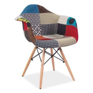 Židle DENIS A buk/patchwork, Sedák s čalouněním, Nohy: buk, buk, barva: vícebarevná, s područkami buk