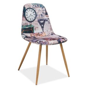 Židle CITI PARIS, Sedák s čalouněním, Nohy: kov, kov, barva: vícebarevná, bez područek dub sonoma