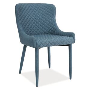 Židle COLIN denim materiál, Sedák s čalouněním, Nohy: kov, dřevo, barva: modrá, bez područek