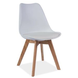 Židle KRIS dub/bílá, Sedák s čalouněním, Nohy: dřevo, buk, barva: bílá, bez područek dub sonoma