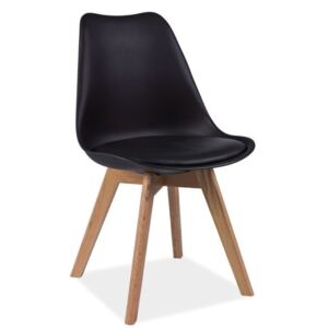 Židle KRIS dub/černá, Sedák s čalouněním, Nohy: dřevo, dřevo, barva: černá, bez područek dub sonoma