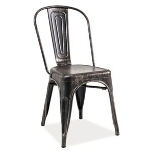 Židle LOFT černá přetíraná, Sedák bez čalounění, Nohy: kov, , barva: černá, bez područek kov
