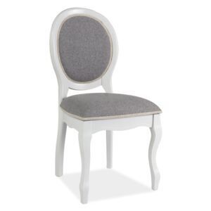Židle FNSC bílá/šedá polstrování.46, Sedák s čalouněním, Nohy: dřevo, dřevo, barva: bílá, bez područek lakované dřevo