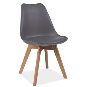 Židle KRIS dub/šedá, Sedák s čalouněním, Nohy: dřevo, plast, barva: šedá, bez područek dub sonoma