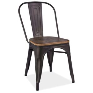 Židle LOFT tmavý ořech/antracit, Sedák bez čalounění, Nohy: kov, , barva: šedá, bez područek ořech