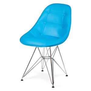 Židle EKO K-220 světle modrá t28 koženka + nohy chromové