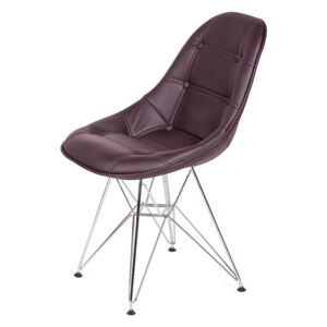 Židle EKO K-220 hořký chocolate t4 koženka + nohy chromové