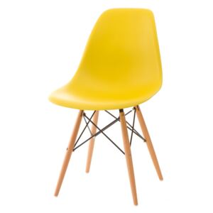 Židle P016V pp žlutá, dřevěné nohy