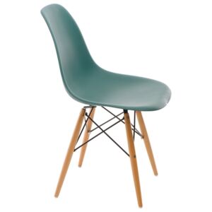 Židle P016V pp navy zelená, dřevěné nohy, Sedák bez čalounění, Nohy: dřevo, dřevo, barva: zelená, bez područek buk