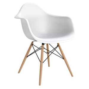 Židle P018V PP bílá, dřevěná nohy hf, Sedák bez čalounění, Nohy: chrom, dřevo, barva: bílá, s područkami buk