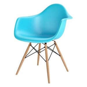 Židle P018V PP oceán modrá, dřevěné nohy hf