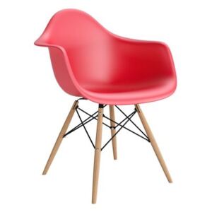 Židle P018V PP červená, dřevěné nohy hf