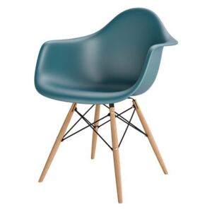 Židle P018V PP navy zelená dřevěné nohy, Sedák bez čalounění, Nohy: dřevo, dřevo, barva: zelená, s područkami buk