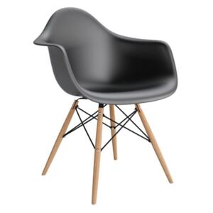 Židle P018V PP černá, dřevěné nohy