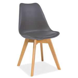 Židle KRIS buk/šedá, Sedák s čalouněním, Nohy: buk, plast, barva: šedá, bez područek buk