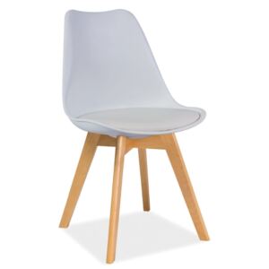 Židle KRIS buk/bílá, Sedák s čalouněním, Nohy: buk, dřevo, barva: bílá, bez područek buk