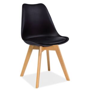 Židle KRIS buk/černá, Sedák s čalouněním, Nohy: buk, buk, barva: černá, bez područek buk