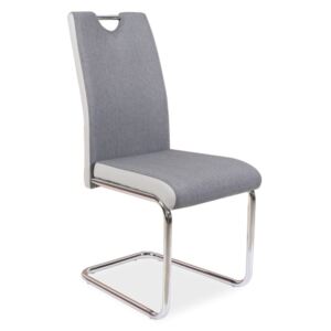 Židle H952 šedá/světle šedá koženka, Sedák s čalouněním, Nohy: chrom, kov, barva: šedá, bez područek chrom