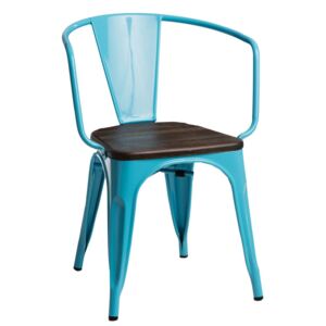 Židle paris arms wood modrá sosna kartáčovaná