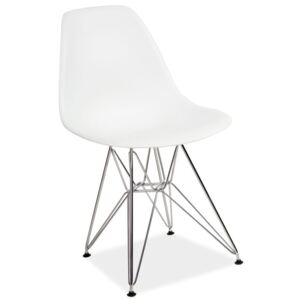 Židle LINO bílá, Sedák bez čalounění, Nohy: chrom, kov, barva: bílá, bez područek chrom
