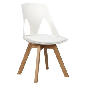 Židle HOLEY s bílým polštářem - dubový základ