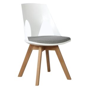 Židle HOLEY s šedým polštářem - dubový základ