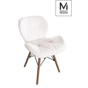 MODESTO židle KLIPP bílá - koženka, bukový základ