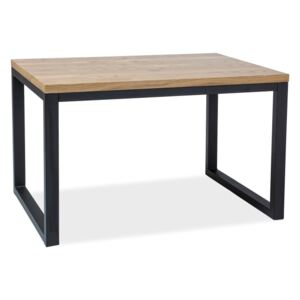 Stůl LORAS II masivní dub/černý 120x80, 120 x 80 cm, hnědá , dřevo