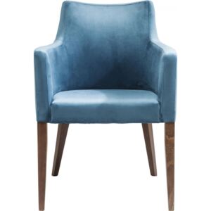 KARE DESIGN Modrá čalouněná židle s područkami Mode Velvet