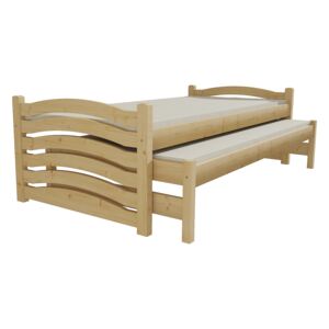 Dětská postel s výsuvnou přistýlkou DPV 015 80 x 200 cm bezbarvý lak bez úložných prostor