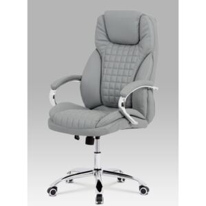 Autronic Kancelářská židle, šedá ekokůže, chrom kříž, houpací mechanismus KA-G194 GREY
