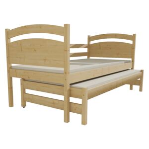 Dětská postel s výsuvnou přistýlkou DPV 019 80 x 200 cm surové dřevo bez úložných prostor