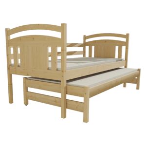 Dětská postel s výsuvnou přistýlkou DPV 022 80 x 200 cm bezbarvý lak bez úložných prostor