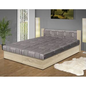 Manželská postel s úložným prostorem Erika 170 barva lamina: Buk 381, Čalounění: 57127-007 Oranžová