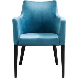 KARE DESIGN Modrá čalouněná židle s područkami Black Mode Velvet