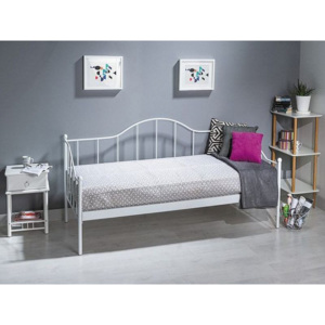 Kovová postel REVO + rošt, 90x200, bílá