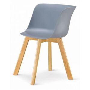 Jídelní židle LEVIN, plast/dřevo buk, šedá